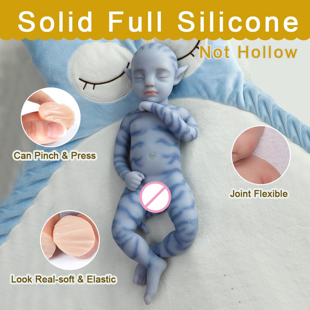 46cm Full Silicone Reborn Baby Doll Blue Avatar Silicone Baby Doll Looks Real Baby Doll (Boy)
