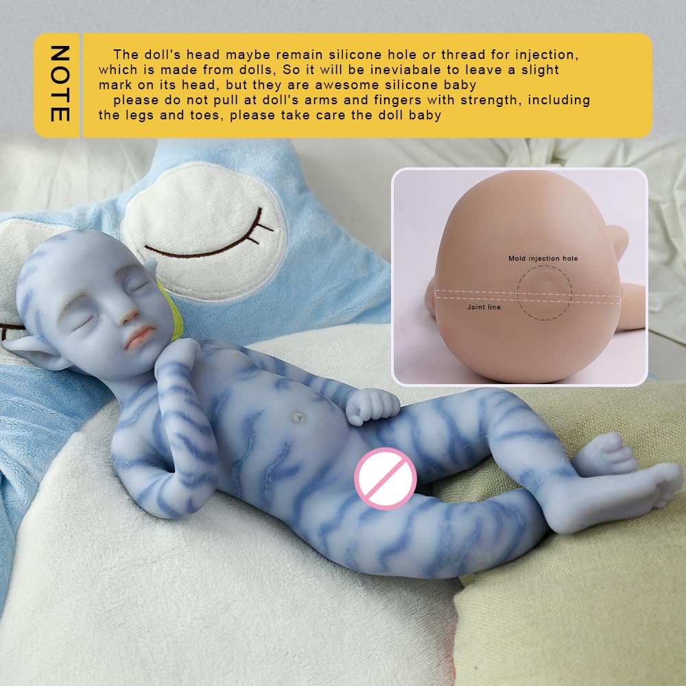 46cm Full Silicone Reborn Baby Doll Blue Avatar Silicone Baby Doll Looks Real Baby Doll (Boy)