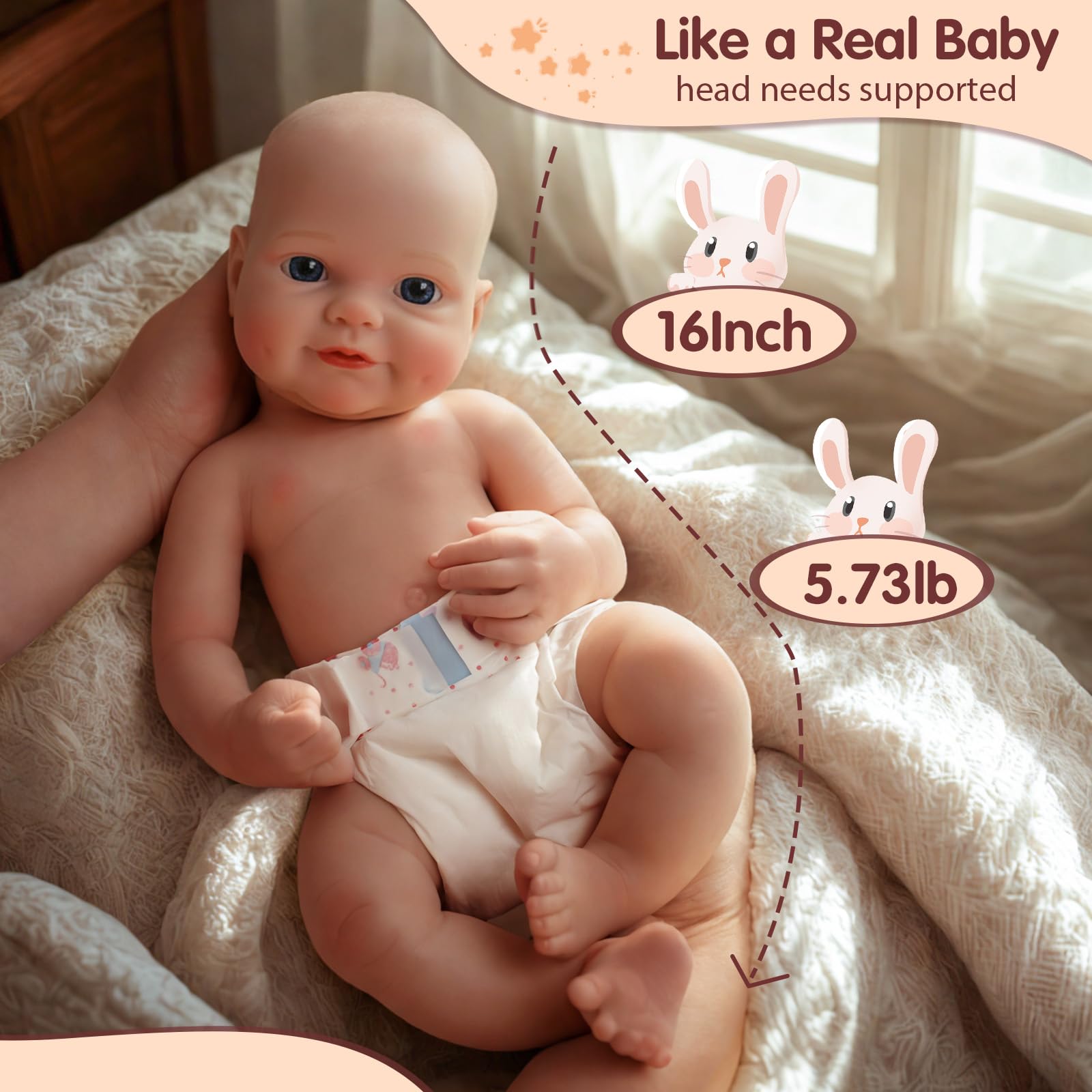 16-Inch Full Platinum Silicone Reborn Doll – Realistic Soft Silicone Baby Doll with Weighted Feel, Lifelike Newborn with Accessories for Gift & Collection