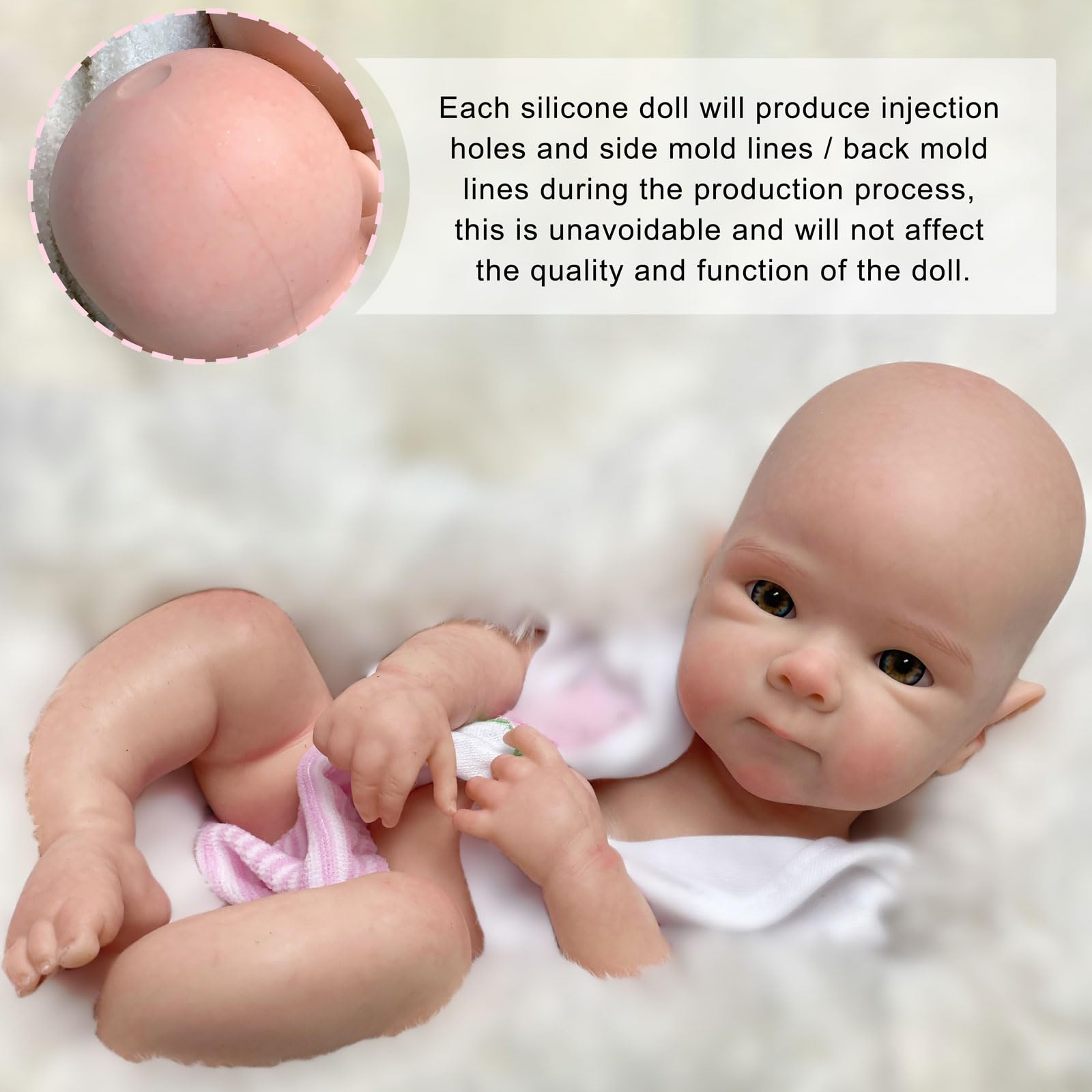 12in/33cm Full Body Silicone Baby Doll Girl Lifelike Reborn Baby Realistic Newborn Dolls That Look Like Real Life Babies