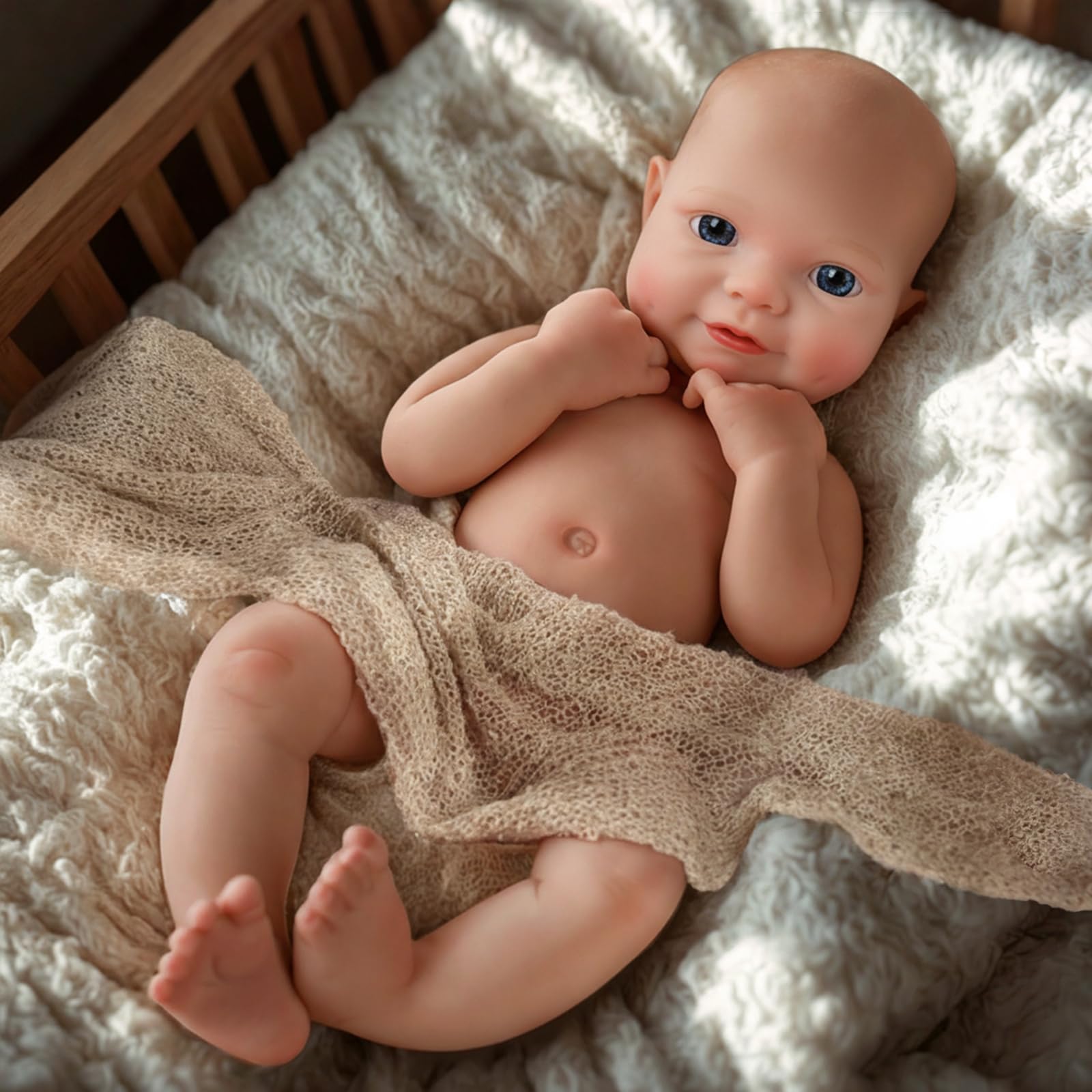 16-Inch Full Platinum Silicone Reborn Doll – Realistic Soft Silicone Baby Doll with Weighted Feel, Lifelike Newborn with Accessories for Gift & Collection