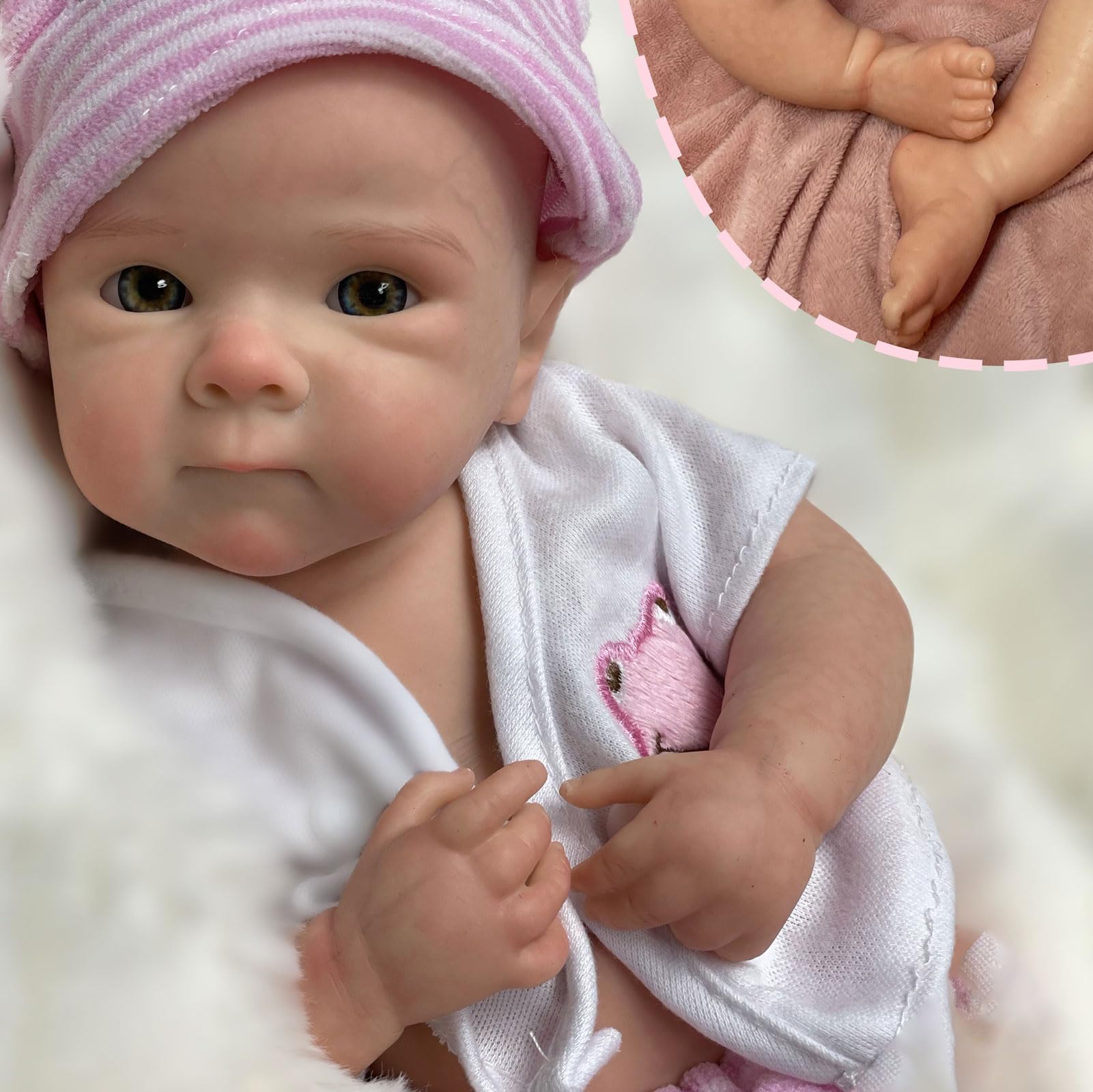 12in/33cm Full Body Silicone Baby Doll Girl Lifelike Reborn Baby Realistic Newborn Dolls That Look Like Real Life Babies