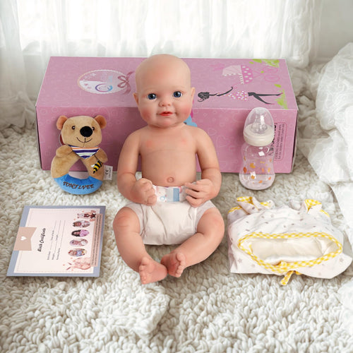 16-Inch Full Platinum Silicone Reborn Doll – Realistic Soft Silicone Baby Doll with Weighted Feel, Lifelike Newborn with Accessories for Gift & Collection