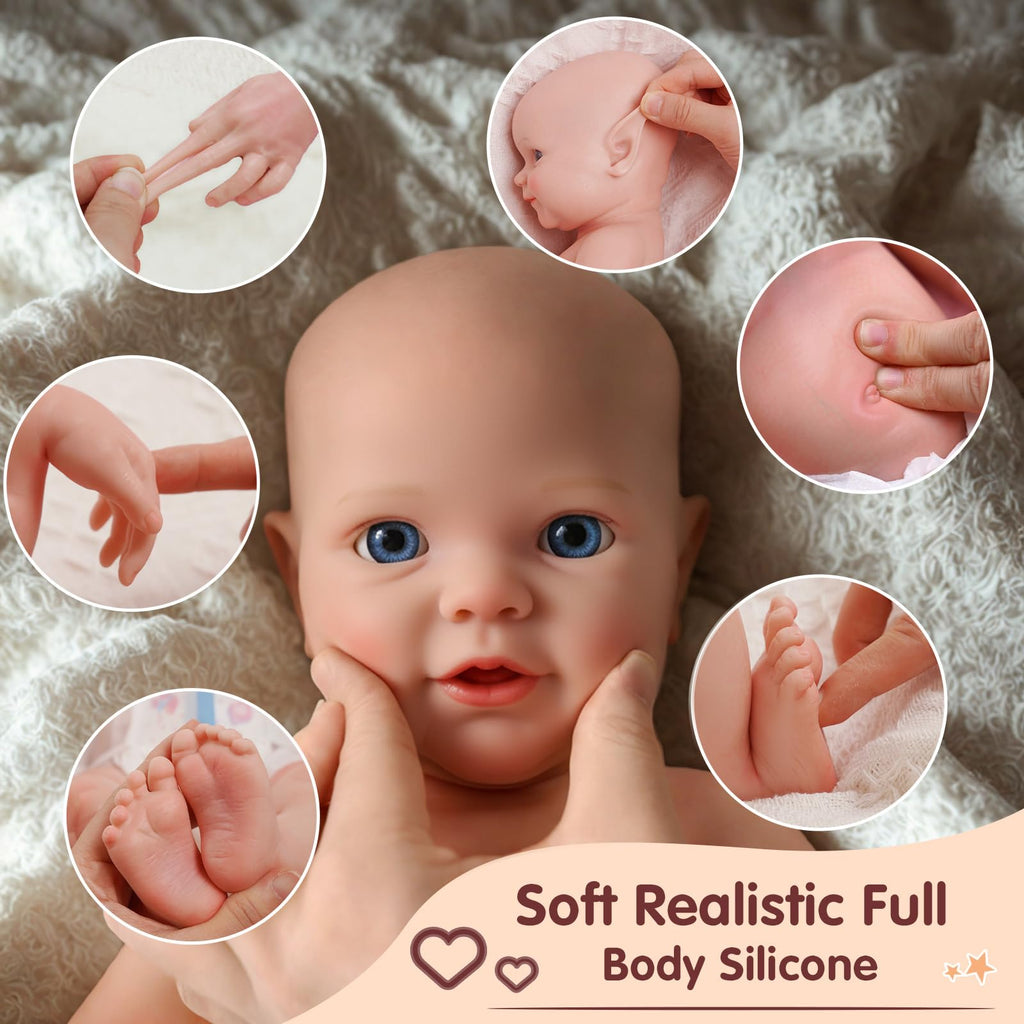 16-Inch Full Platinum Silicone Reborn Doll – Realistic Soft Silicone Baby Doll with Weighted Feel, Lifelike Newborn with Accessories for Gift & Collection