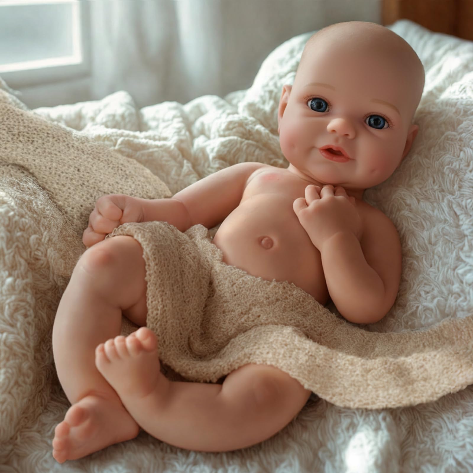 16-Inch Full Platinum Silicone Reborn Doll – Realistic Soft Silicone Baby Doll with Weighted Feel, Lifelike Newborn with Accessories for Gift & Collection